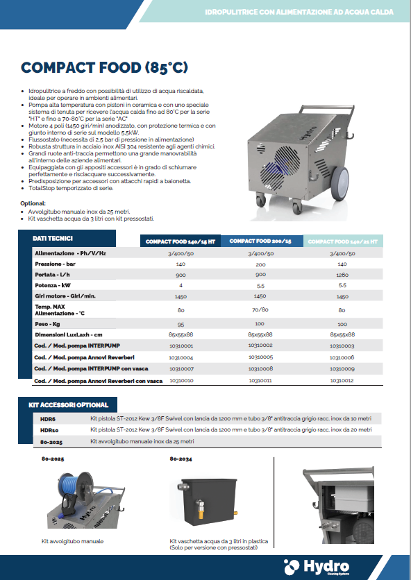 Scheda tecnica Compact Food (85° C)