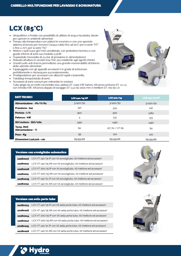 Scheda tecnica LCX (85° C)