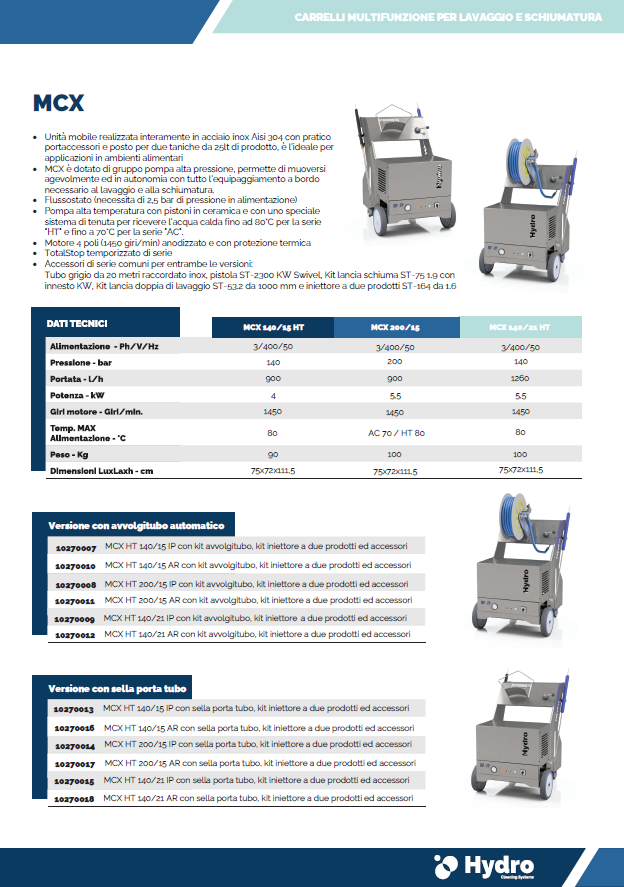 Scheda tecnica MCX (85° C)